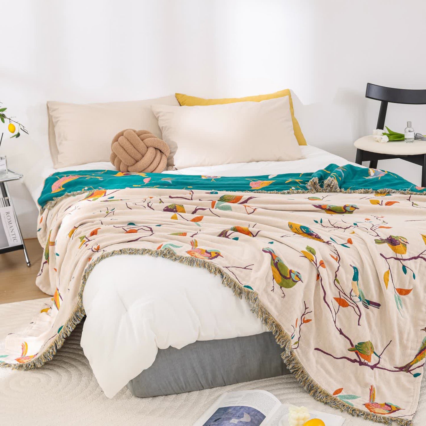 Cotton Gauze Quilt | Eco-Friendly Bird Prints | Full/Queen Size