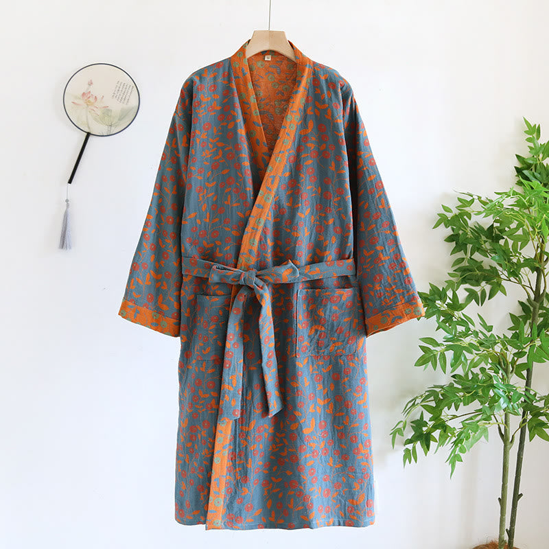 Cotton Floral Bathrobe | Luxurious Comfort | One Size