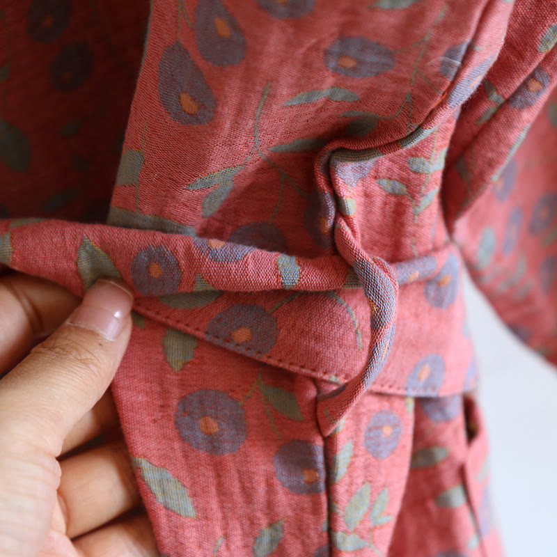 Cotton Floral Bathrobe | Luxurious Comfort | One Size