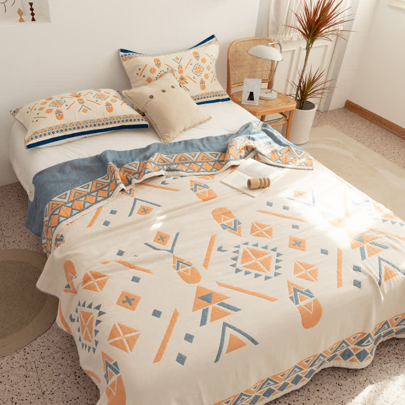 Cotton Gauze Quilt | Geometric Pattern | Full/Queen Size