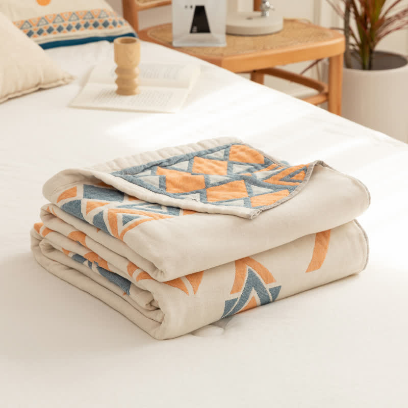 Cotton Gauze Quilt | Geometric Pattern | Full/Queen Size
