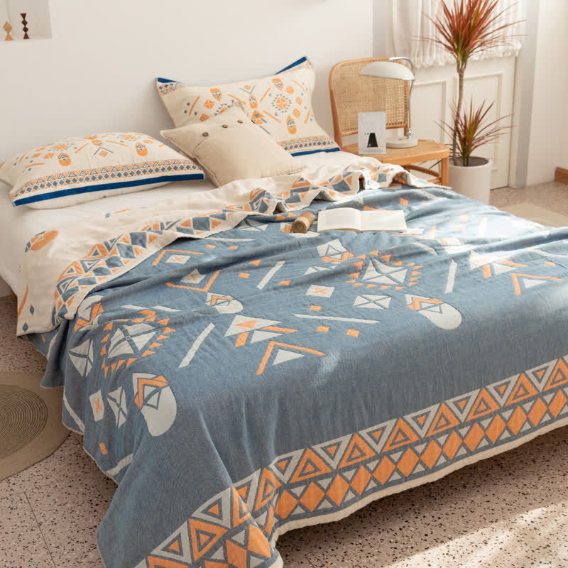 Cotton Gauze Quilt | Geometric Pattern | Full/Queen Size
