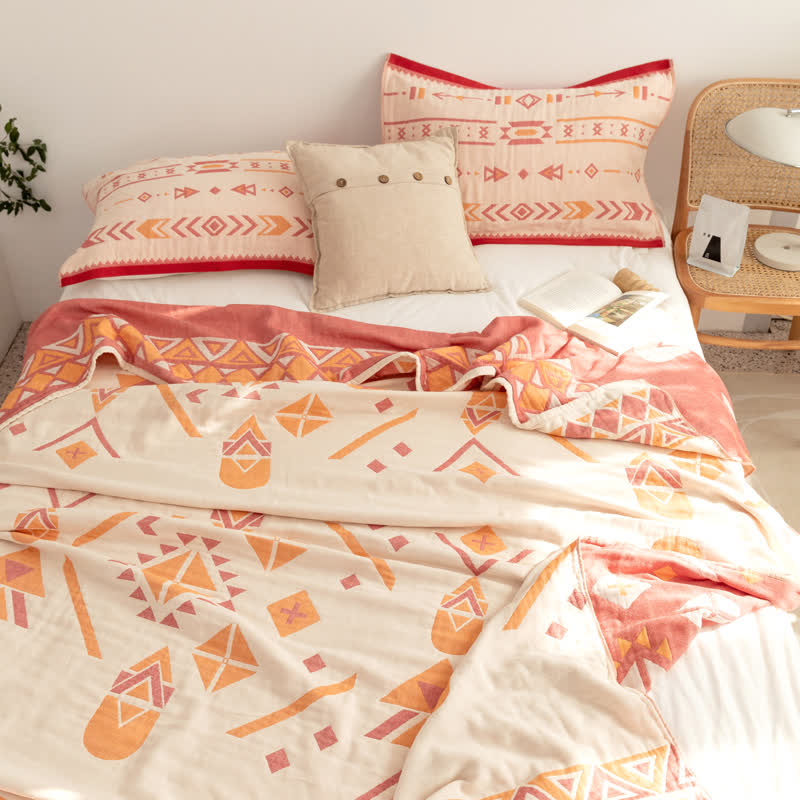Cotton Gauze Quilt | Geometric Pattern | Full/Queen Size
