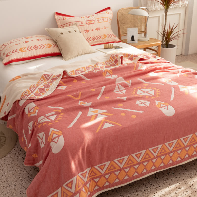 Cotton Gauze Quilt | Geometric Pattern | Full/Queen Size