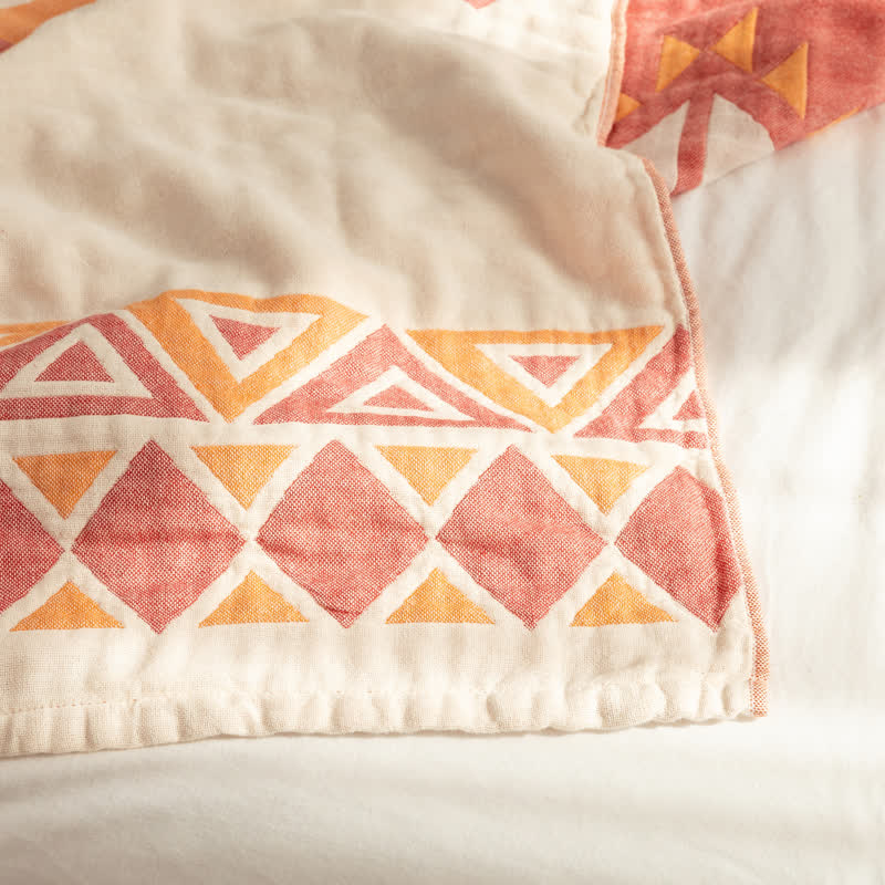 Cotton Gauze Quilt | Geometric Pattern | Full/Queen Size