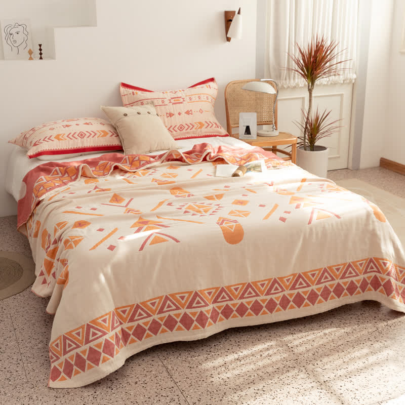 Cotton Gauze Quilt | Geometric Pattern | Full/Queen Size