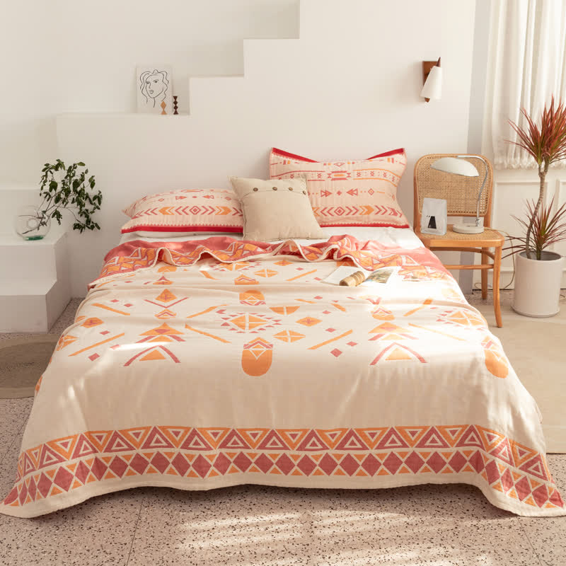 Cotton Gauze Quilt | Geometric Pattern | Full/Queen Size