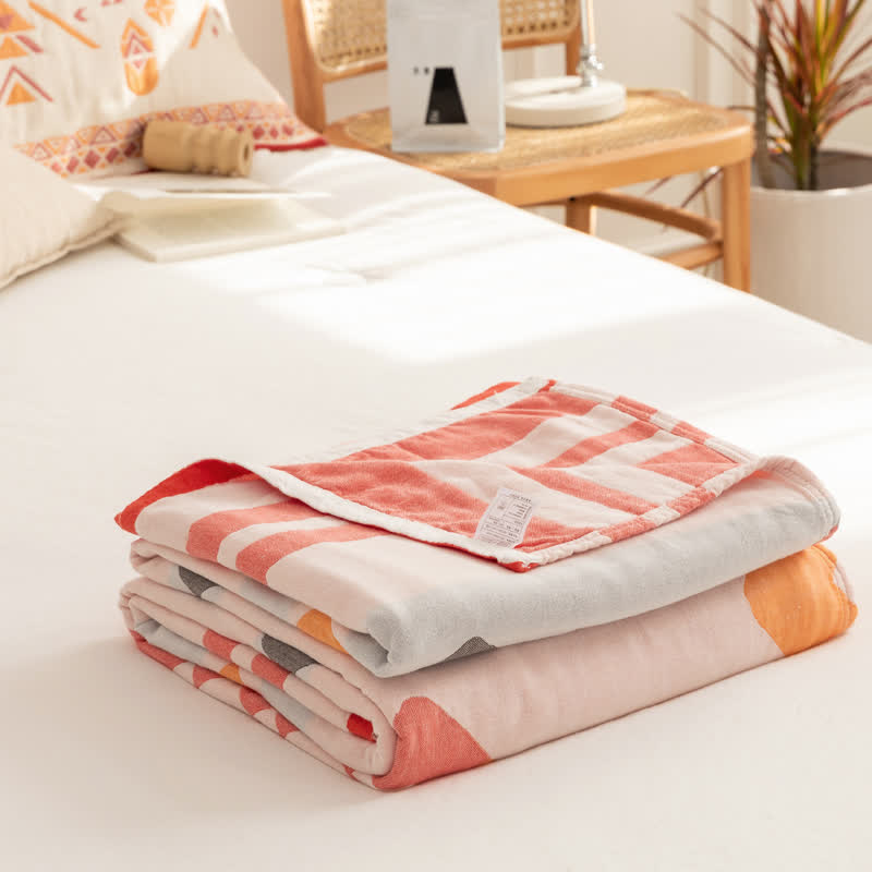 Geometric Cotton Gauze Quilt | Eco-Friendly Multi-Color Design | Full/Queen Size