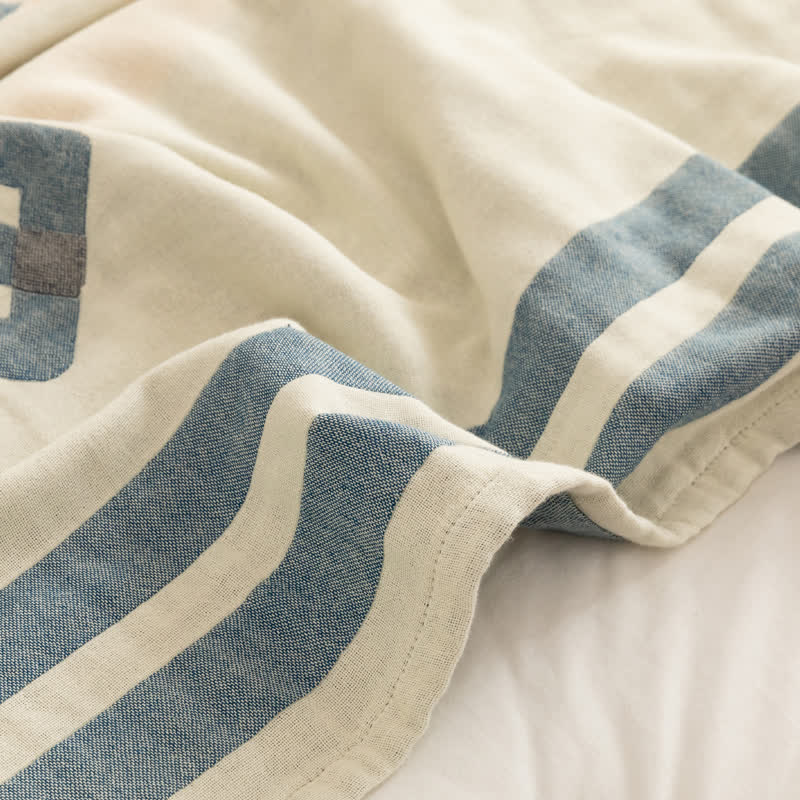 Geometric Cotton Gauze Quilt | Eco-Friendly Multi-Color Design | Full/Queen Size