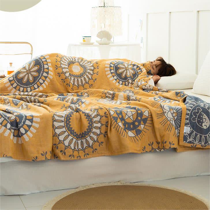 Floral Cotton Quilt | Five-Layer Gauze | Full/Queen Size