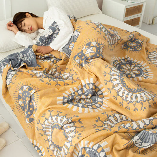 Floral Cotton Quilt | Five-Layer Gauze | Full/Queen Size