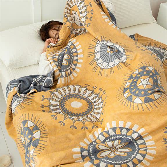 Floral Cotton Quilt | Five-Layer Gauze | Full/Queen Size