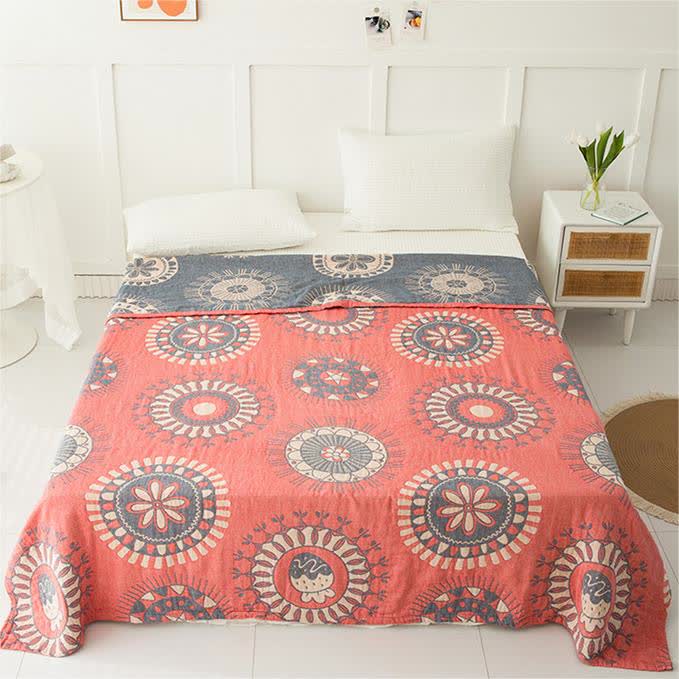 Floral Cotton Quilt | Five-Layer Gauze | Full/Queen Size
