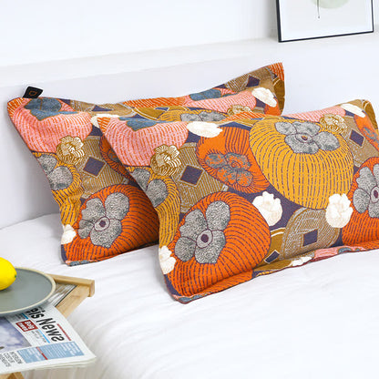 Reversible Cotton Gauze Quilt | Colorful Persimmon | Available in Full, Queen, King Sizes