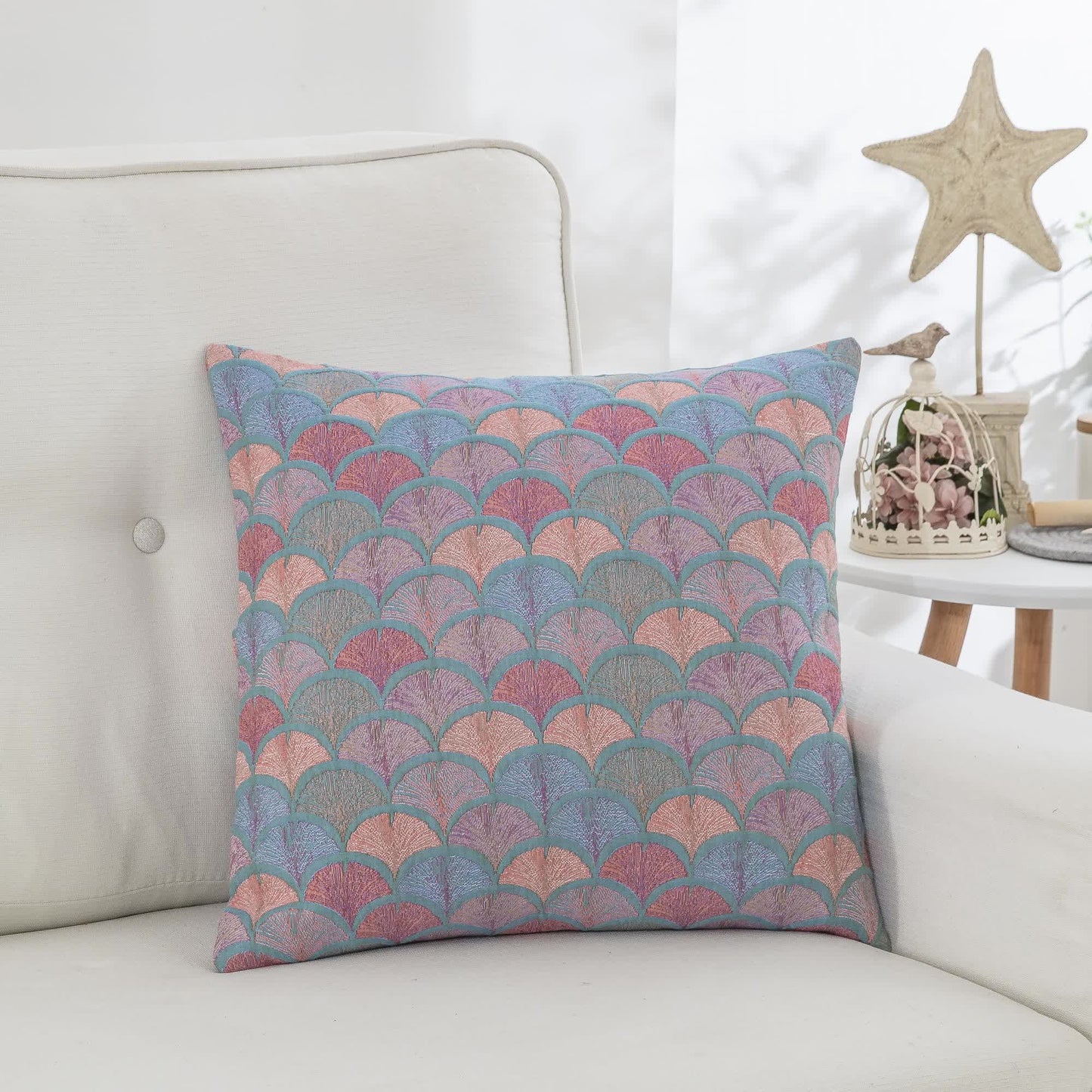 Jacquard Fish Scale Pillowcases | 100% Cotton Gauze | Set of 2