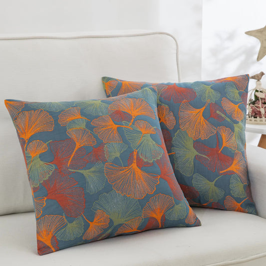 Ginkgo Leaf Cotton Gauze Pillowcases | Premium Pure Cotton | Set of 2