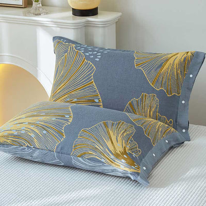 Reversible Cotton Quilt | Large Leaf Pattern | Full/Queen/King Sizes