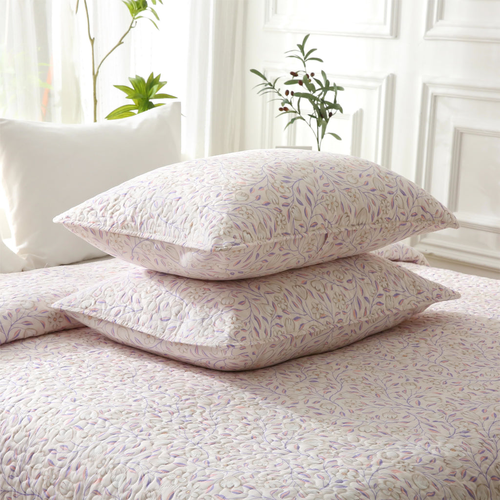 Cotton Floral Quilted Bedding Set | 100% Eco-Friendly Cotton | Includes Quilt & Pillowcases