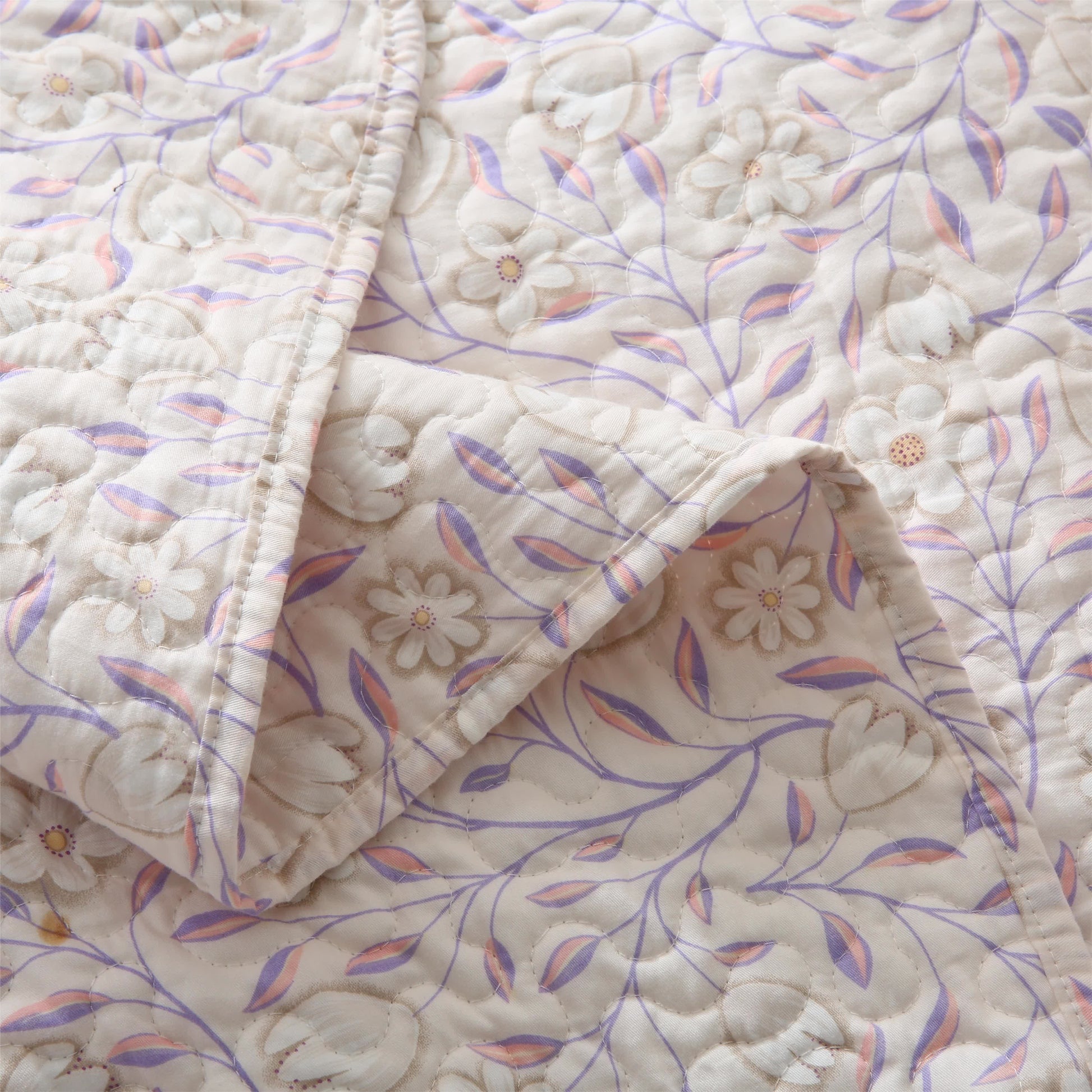Cotton Floral Quilted Bedding Set | 100% Eco-Friendly Cotton | Includes Quilt & Pillowcases
