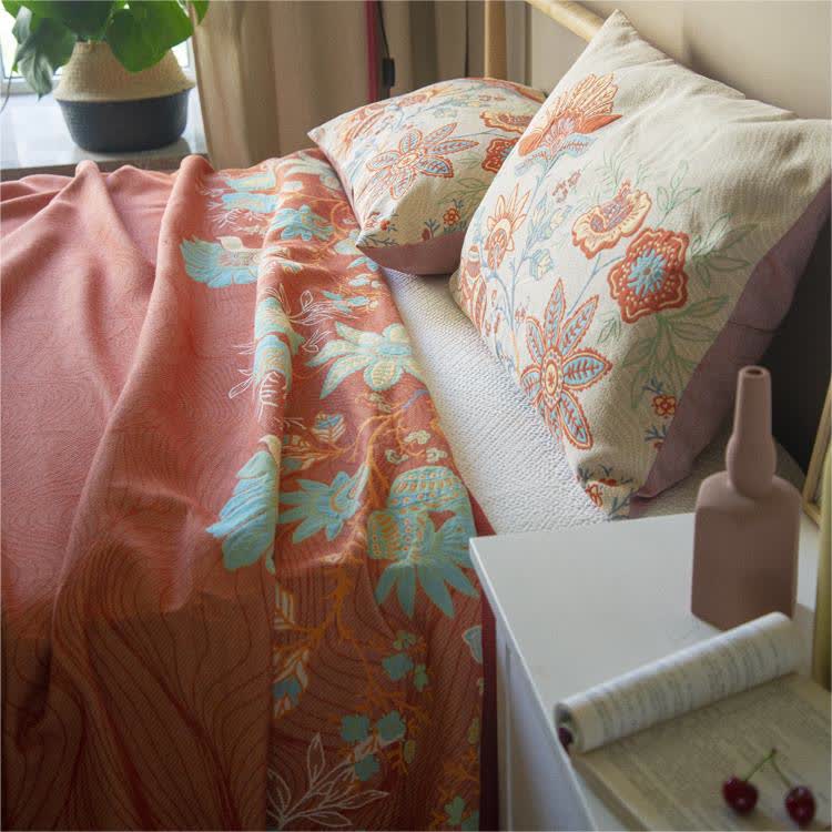 Rustic Floral Cotton Quilt Set | 100% Organic Cotton | King Size with 2 Pillowcases