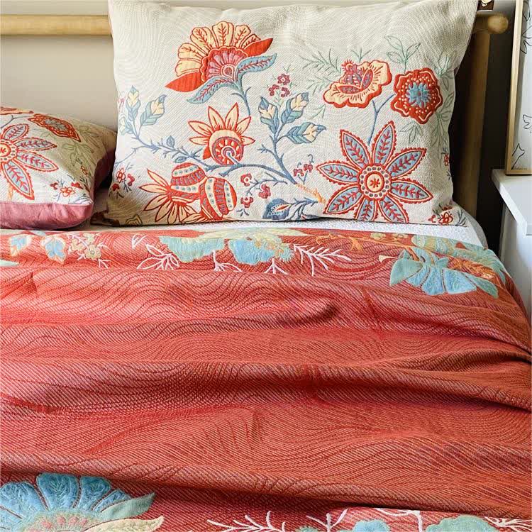 Rustic Floral Cotton Quilt Set | 100% Organic Cotton | King Size with 2 Pillowcases
