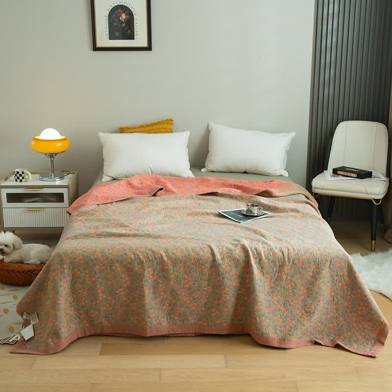 Floral Quilt Set | 100% Cotton Gauze | Full, Queen, King Sizes