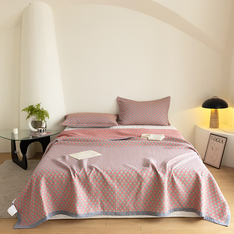 Cotton Gauze Quilt Set | Hypoallergenic & Eco-Friendly | Queen Size with 2 Pillowcases
