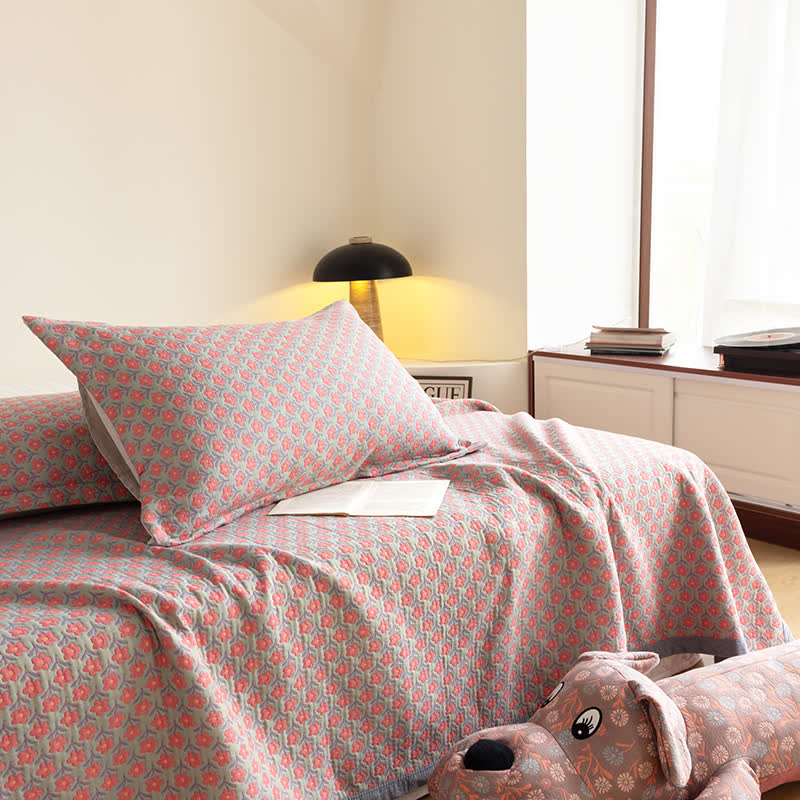 Cotton Gauze Quilt Set | Hypoallergenic & Eco-Friendly | Queen Size with 2 Pillowcases