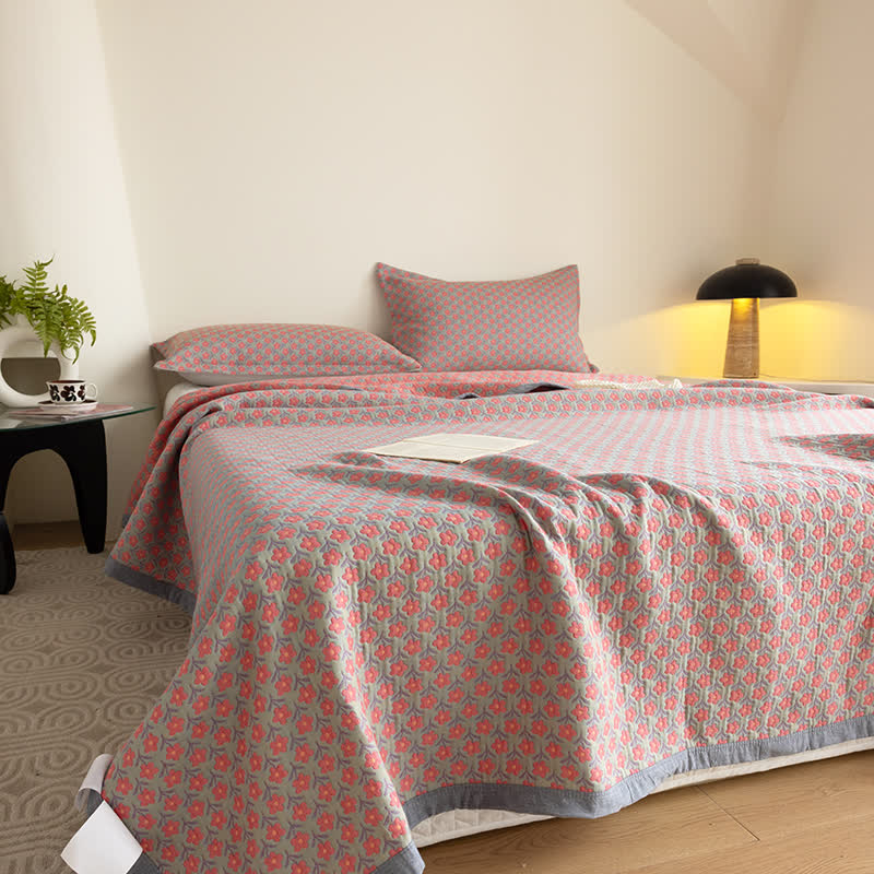 Cotton Gauze Quilt Set | Hypoallergenic & Eco-Friendly | Queen Size with 2 Pillowcases