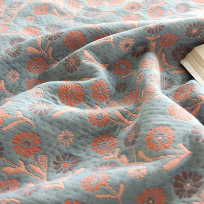 Cotton Floral Quilt Set | Soft Gauze | Includes 1 Quilt + 2 Pillowcases