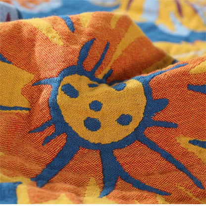 Rustic Sunflower Quilt Set | 100% Cotton | Queen Size with 2 Pillow Towels