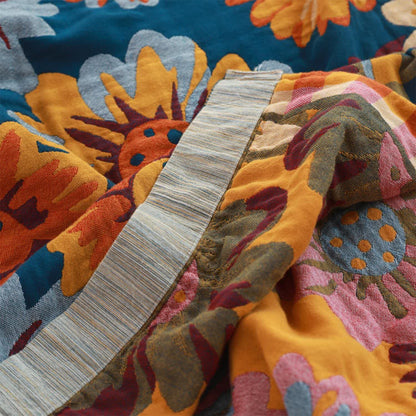 Rustic Sunflower Quilt Set | 100% Cotton | Queen Size with 2 Pillow Towels