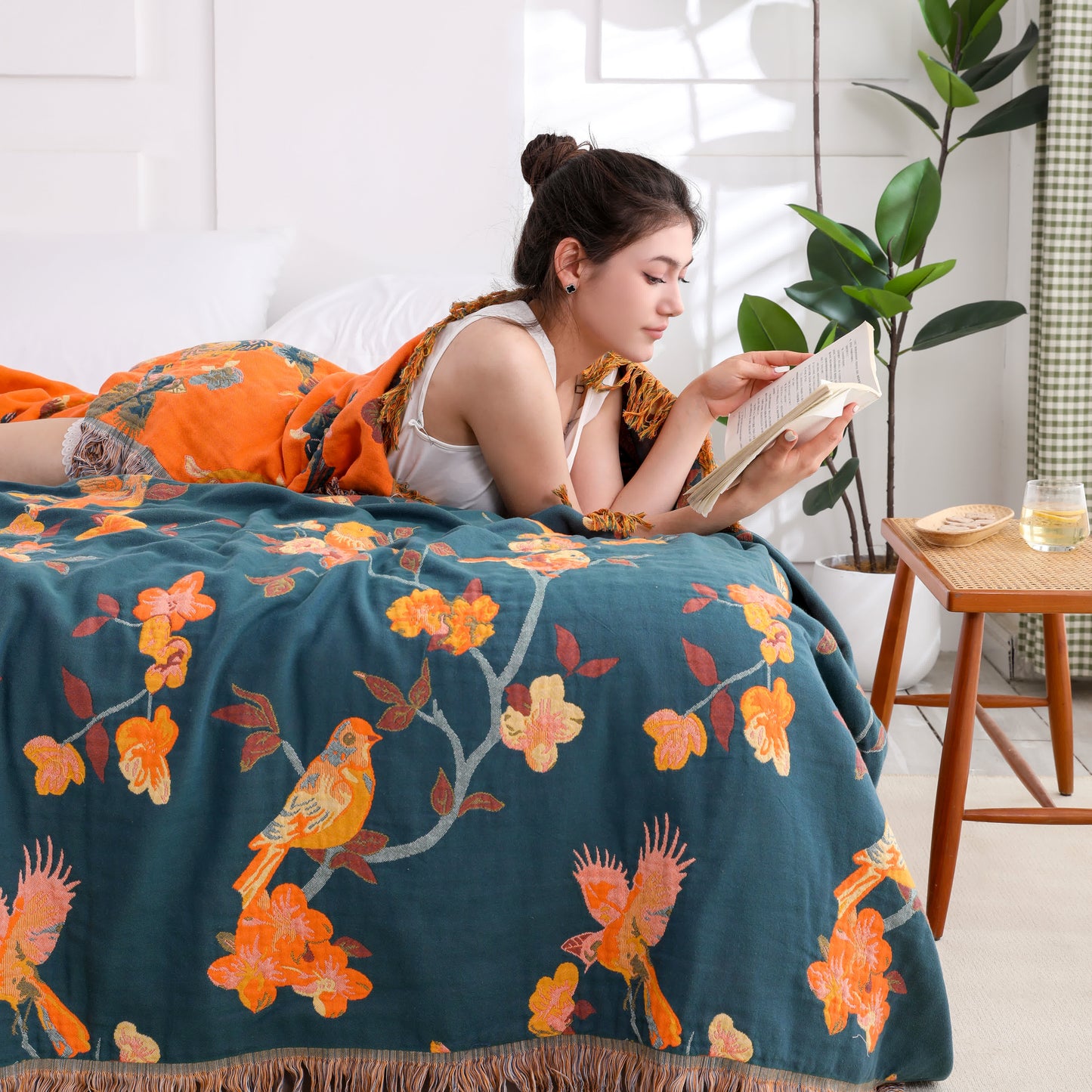 Floral Cotton Reversible Quilt | Eco-Friendly | Full/Queen Size