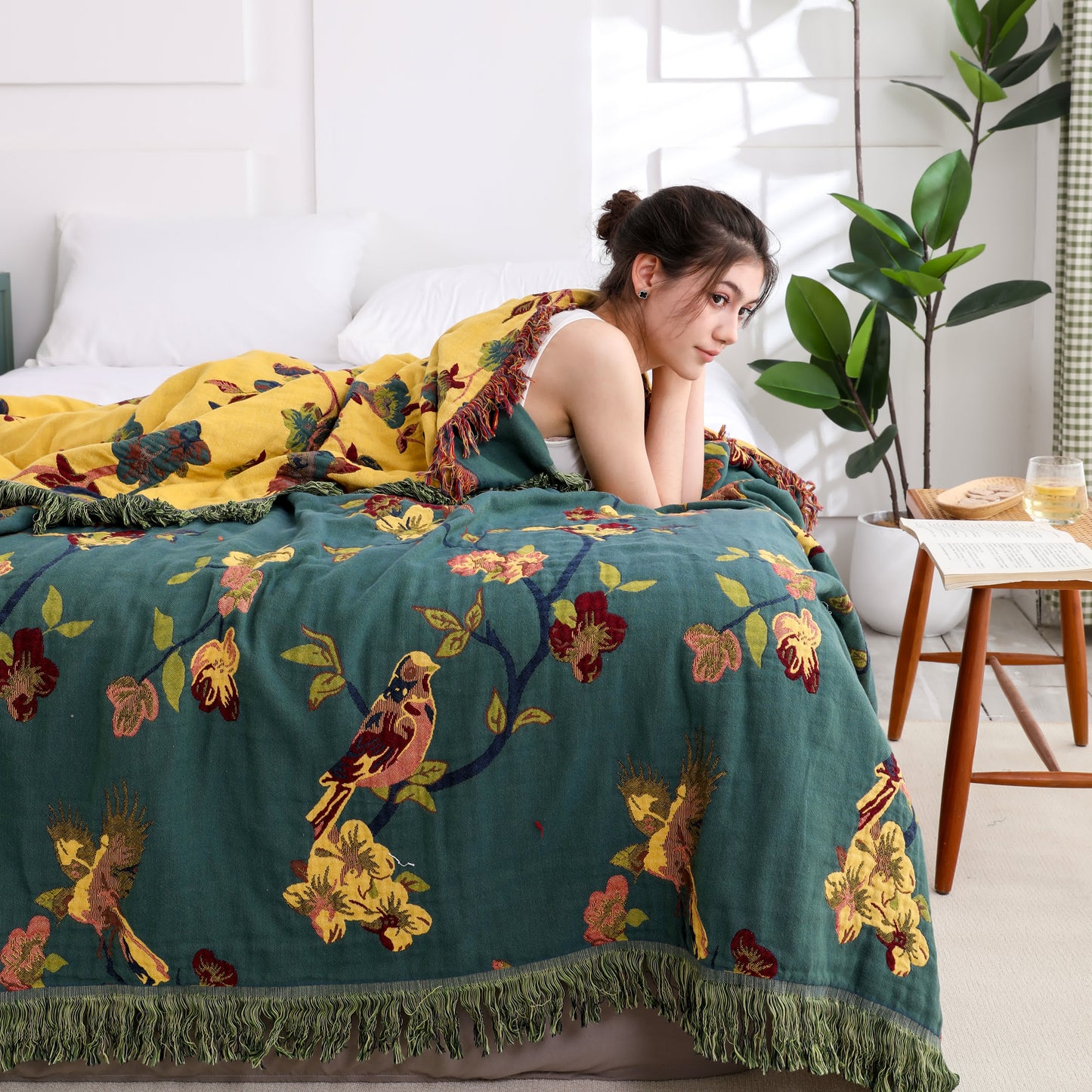 Floral Cotton Reversible Quilt | Eco-Friendly | Full/Queen Size