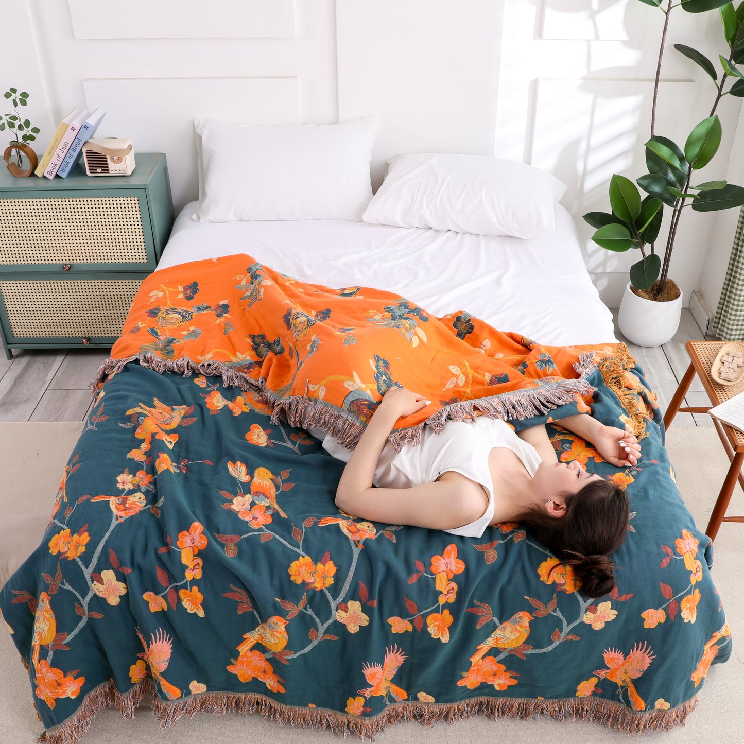Floral Cotton Reversible Quilt | Eco-Friendly | Full/Queen Size