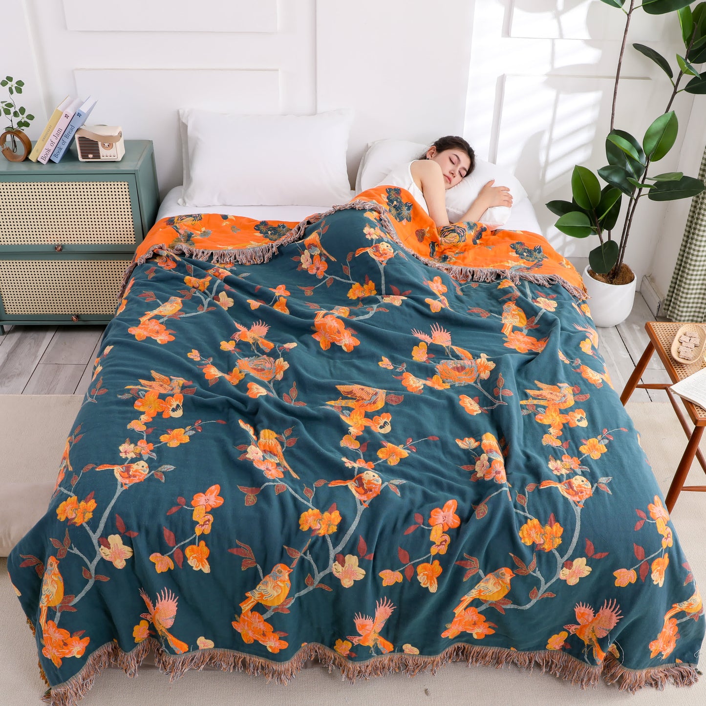 Floral Cotton Reversible Quilt | Eco-Friendly | Full/Queen Size