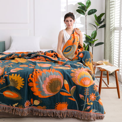 Cotton Gauze Quilt | Eco-Friendly Tassels | Full/Queen Size