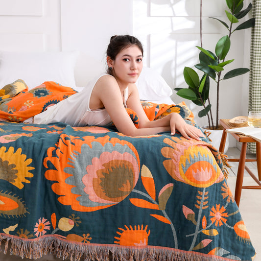 Cotton Gauze Quilt | Eco-Friendly Tassels | Full/Queen Size