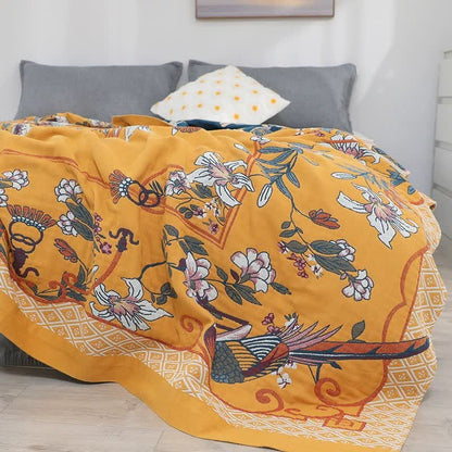 Five Layer Cotton Gauze Quilt | Eco-Friendly Floral Design | Full/Queen Size