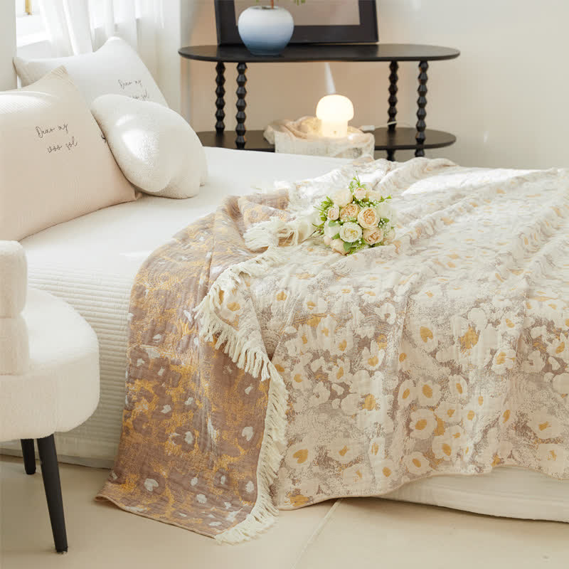 Cotton Gauze Quilt | Floral Design | Full/Queen Size