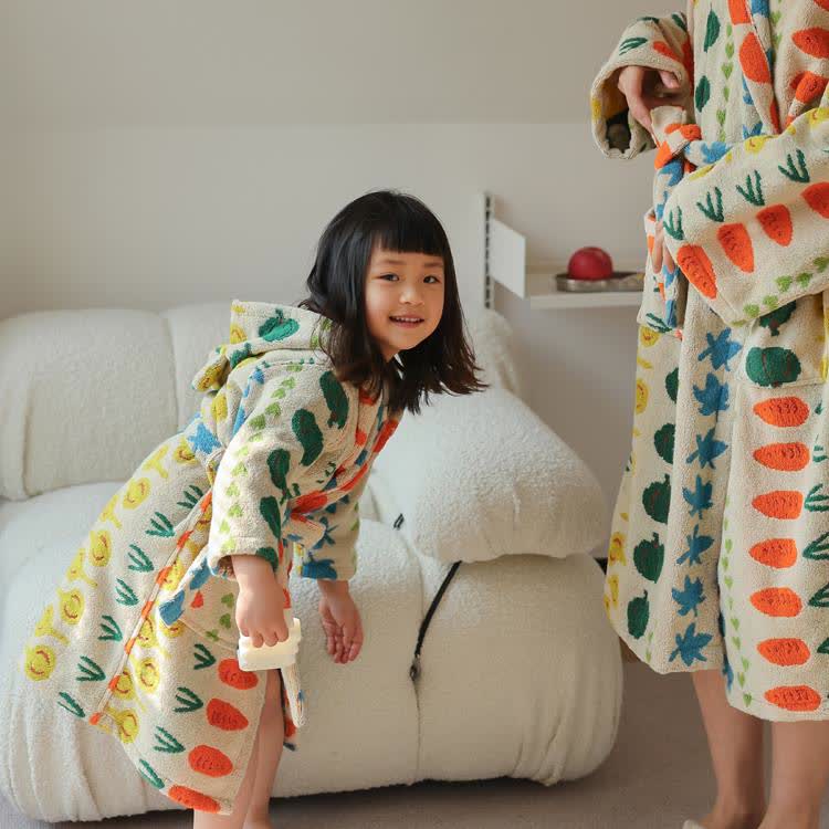 Cotton Hooded Bathrobe | Soft & Lightweight | Child and Adult Sizes
