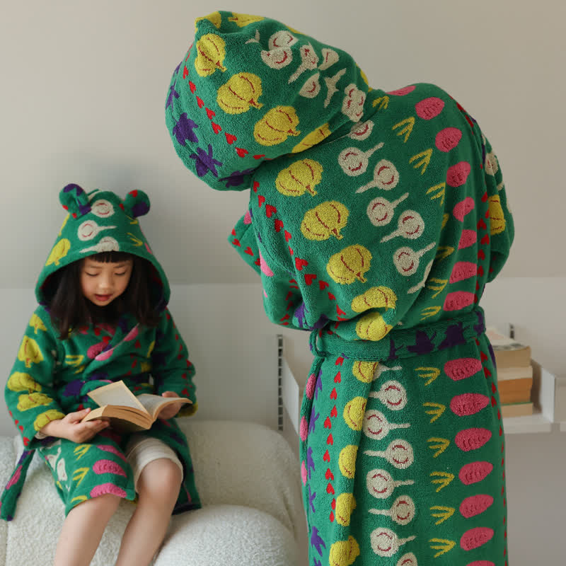 Cotton Hooded Bathrobe | Soft & Lightweight | Child and Adult Sizes