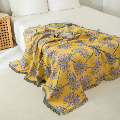 Agapanthus Tapestry Blanket | Polycotton with Tassels | 51" x 71"
