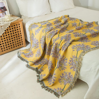Agapanthus Tapestry Blanket | Polycotton with Tassels | 51" x 71"