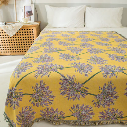Agapanthus Tapestry Blanket | Polycotton with Tassels | 51" x 71"