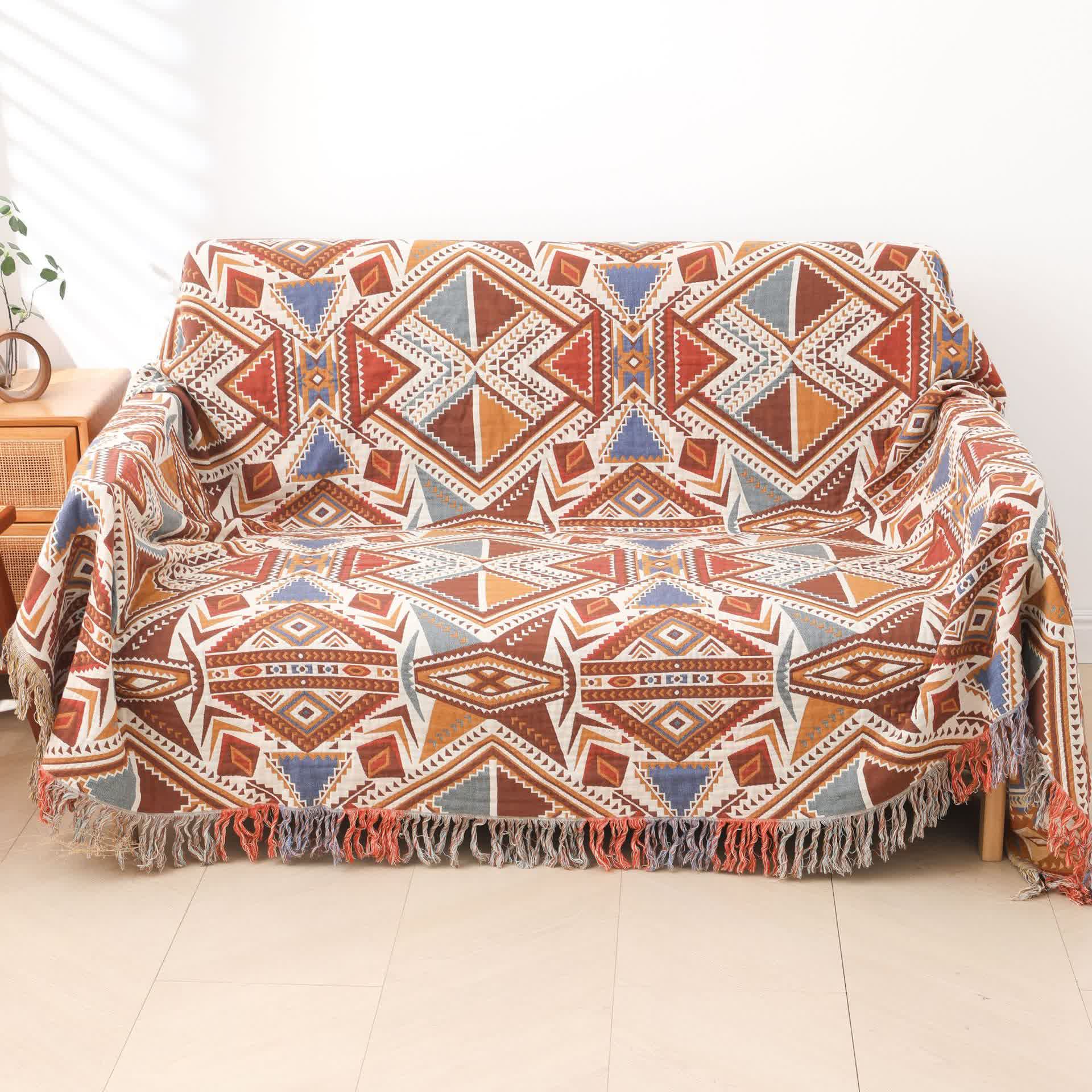 Retro Triangle Cotton Quilt | Eco-Friendly Gauze | Queen & King Sizes