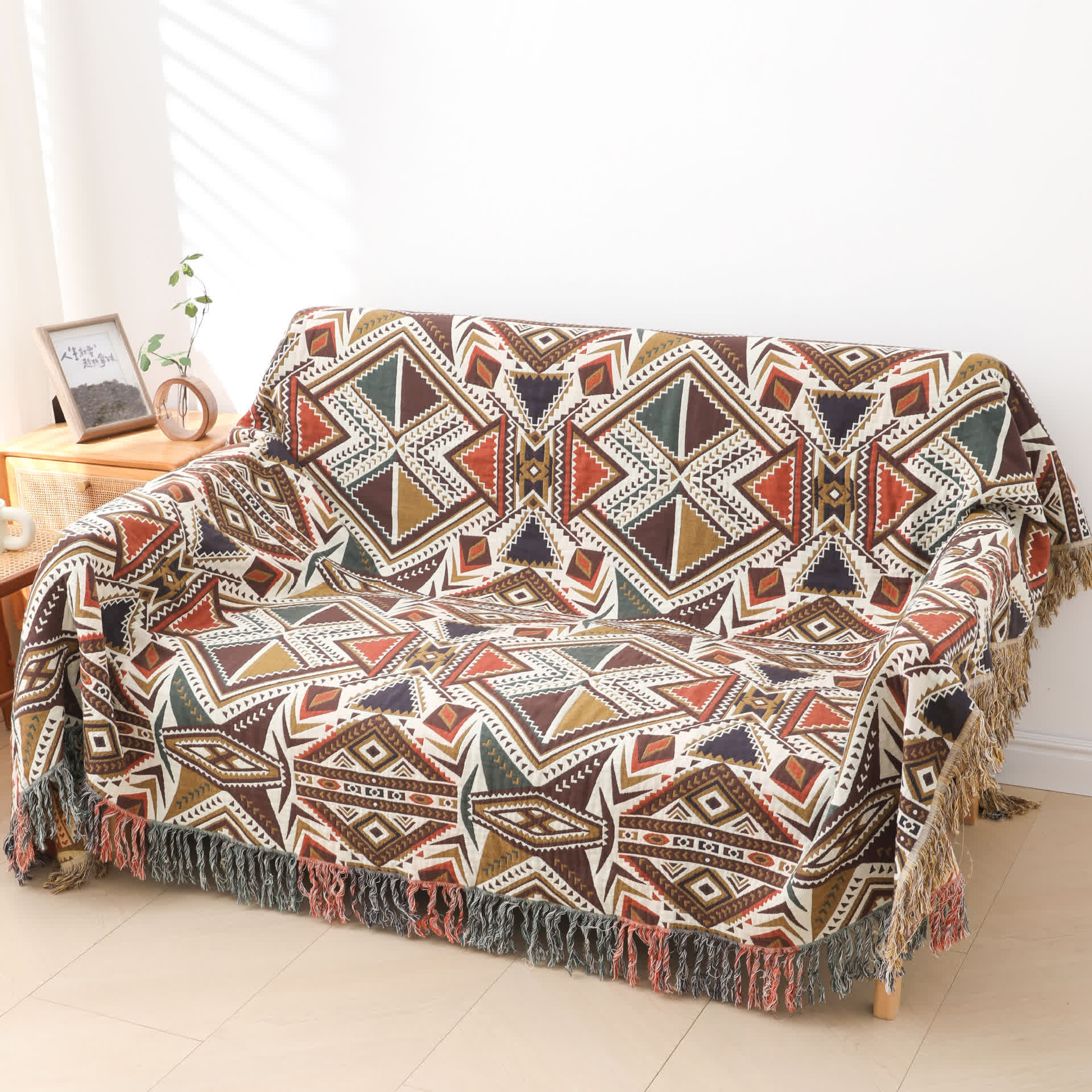 Retro Triangle Cotton Quilt | Eco-Friendly Gauze | Queen & King Sizes