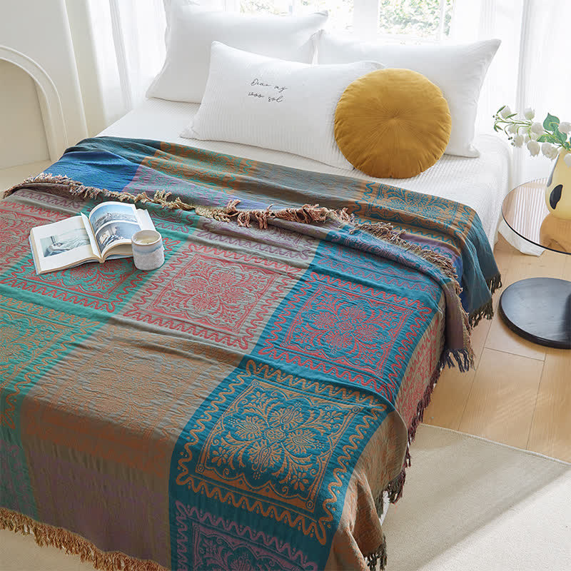 Cotton Gauze Quilt | Exotic Style with Tassels | Full, Queen, King Sizes