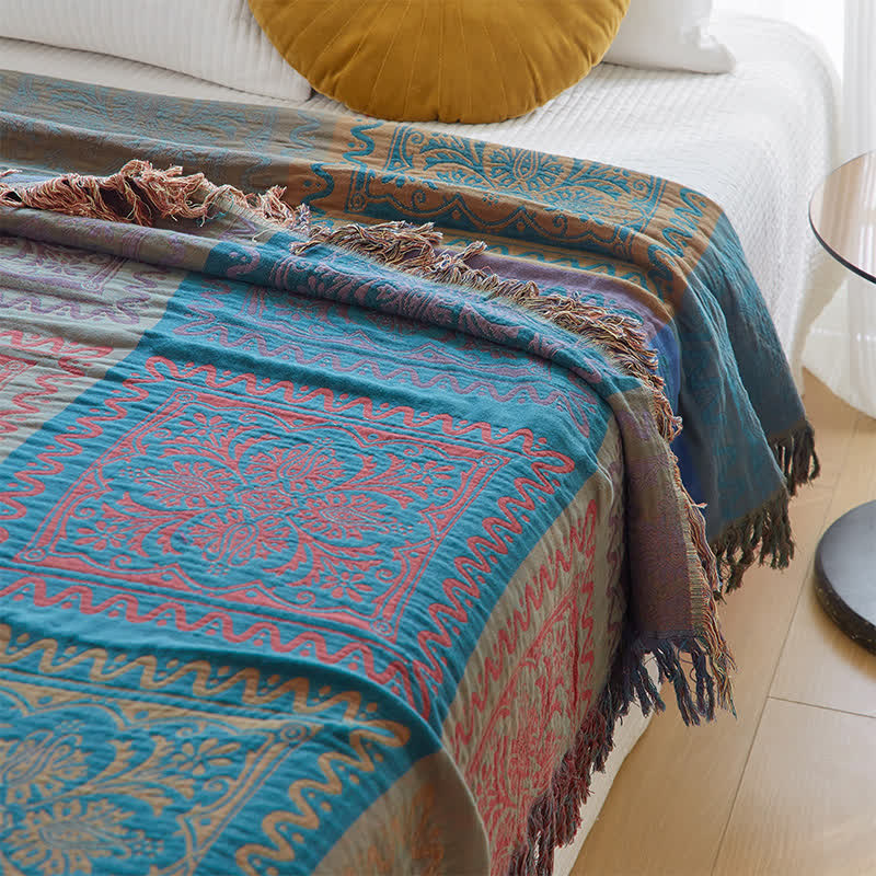Cotton Gauze Quilt | Exotic Style with Tassels | Full, Queen, King Sizes