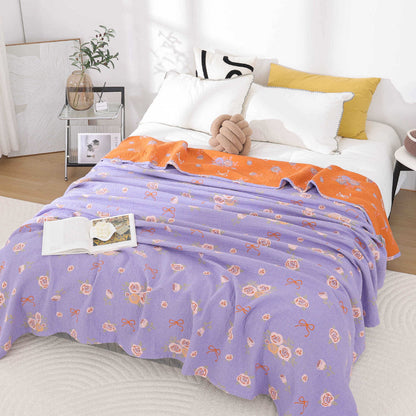 King Size Cotton Gauze Quilt | Bow-Knot & Rose Design
